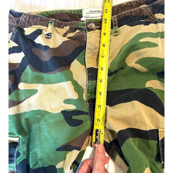 Zara Woman Premium Denim Collection The Straight Cargo Camouflage Pant Size 6 - Picture 5 of 6
